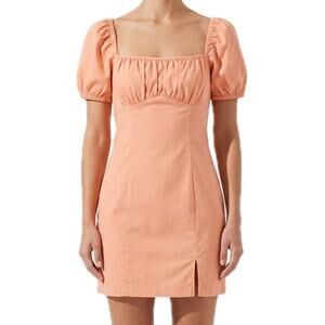 ASTR Peach Papaya Wendy Bodycon Puff Sleeve Smocked Mini Dress size S NEW Tags